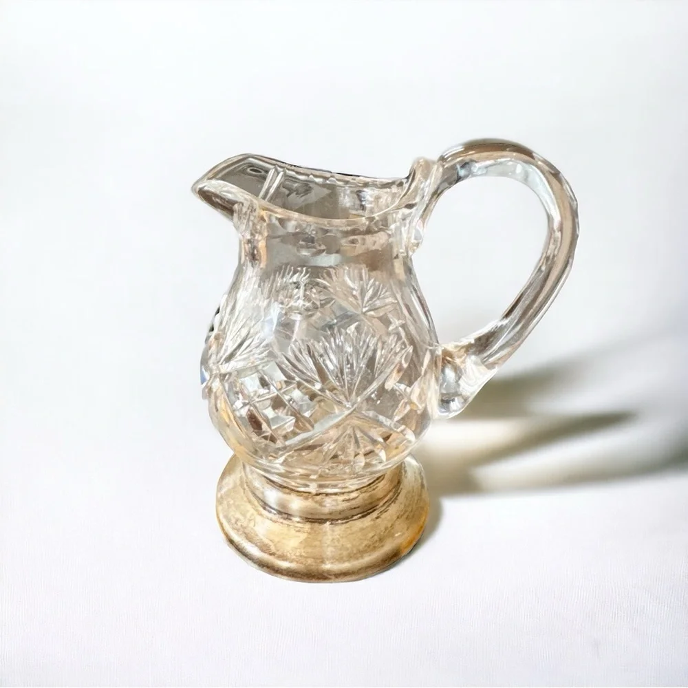 Crystal & Sterling Silver Small Jug Vintage - Picture 1 of 10